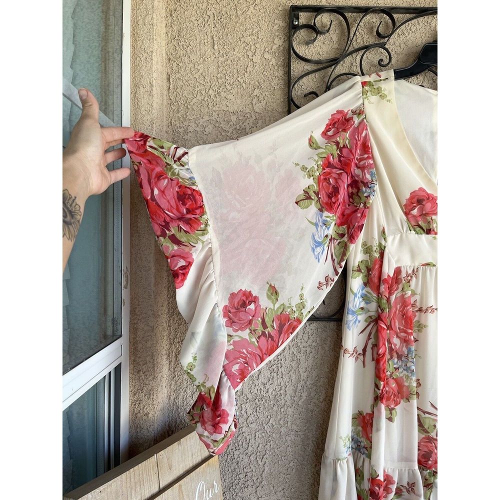 Betsey  Johnson Floral Rose Bambi Bell Sleeve Dress - Size 6 - Multicolored - Picture 4 of 11